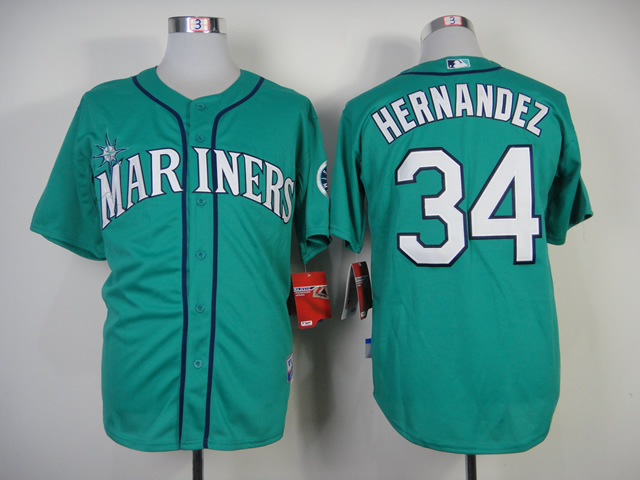 Men Seattle Mariners #34 Hernandez Green MLB Jerseys->seattle mariners->MLB Jersey